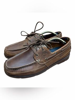 Timberland men size 11 Brown Leather Boat Shoes - Classic Lace-Up  Deck Shoes
